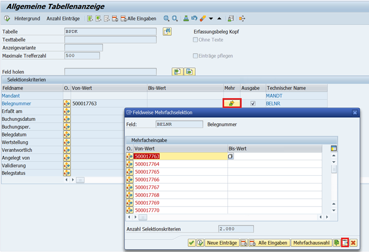 Praktisches Vorgehen bei der Budgeteinzelmigration: Selektion der stornierten Budgetbelege aus Tabelle BPDK